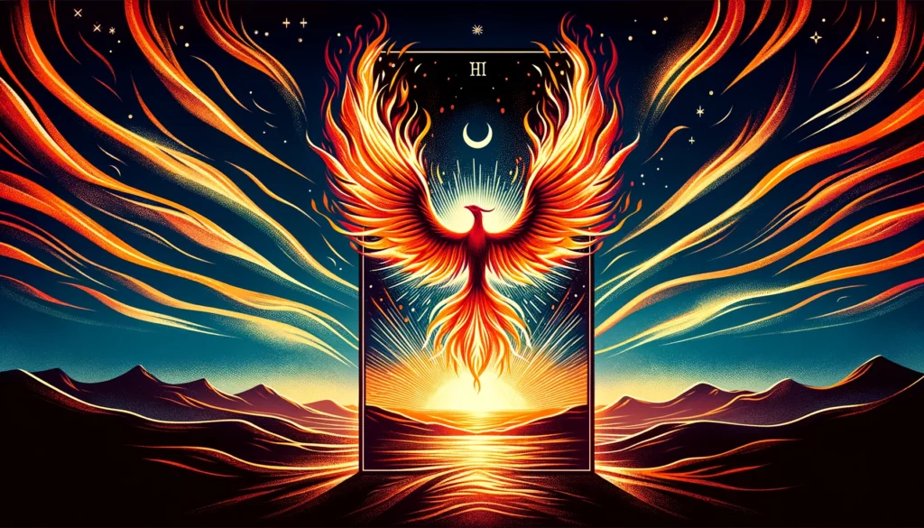 "An evocative depiction symbolizing rebirth and positive change, featuring a phoenix rising from ashes against the dawn. The imagery embodies a resounding 'Yes' to transformation, renewal, and the embrace of new beginnings. Through its powerful symbolism, viewers are invited to reflect on the cyclical nature of growth and the inherent beauty in embracing change."




