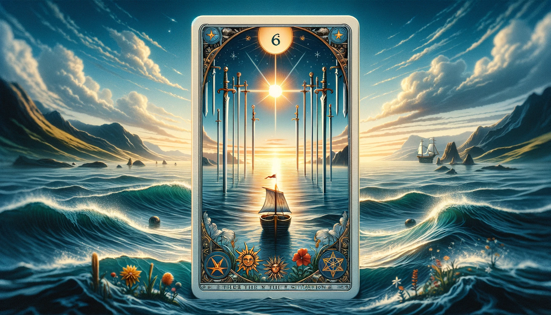 "A serene illustration representing the journey of transition from turbulent to calm waters, symbolizing the process of navigating through difficulties towards stability and peace. The scene evokes a sense of progress, resilience, and the pursuit of clarity and inner peace after overcoming challenges."