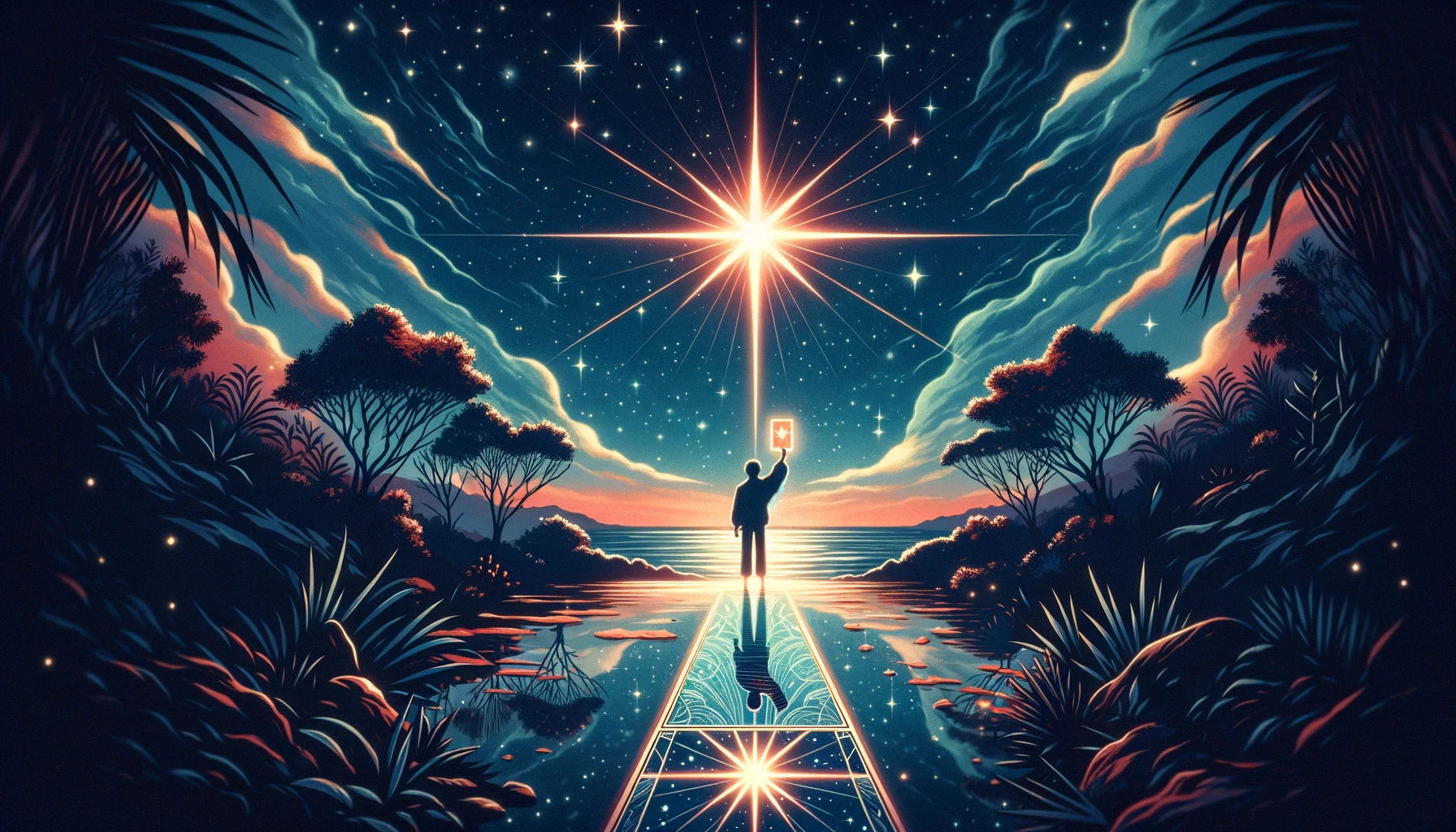 "Illustration capturing the essence of seeking hope, inspiration, and a deep spiritual connection, setting an optimistic tone for your article discussing 'The Star' as representing desires for guidance, healing, and a brighter future."