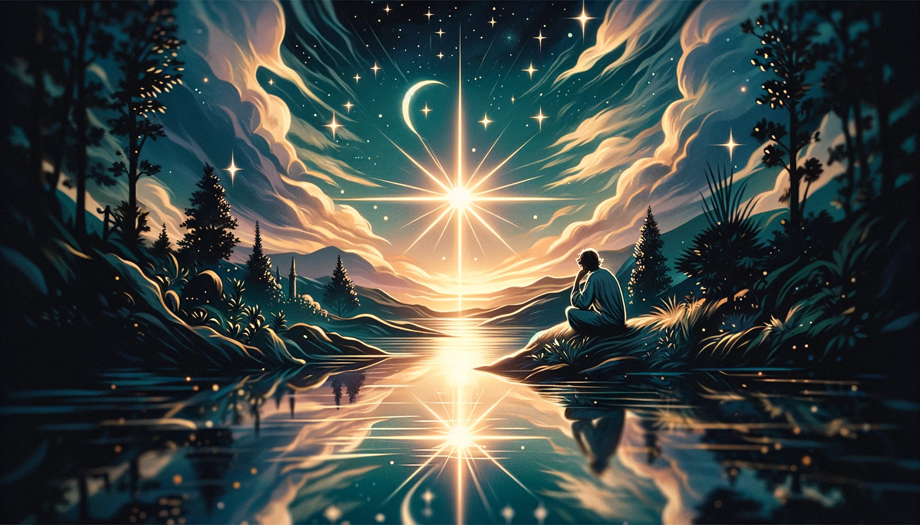 "Image representing the emotional resonance of hope, inspiration, and spiritual renewal, setting a serene and uplifting tone for your article discussing 'The Star' Tarot card. It highlights the sense of peace, optimism, and the potential for emotional growth."