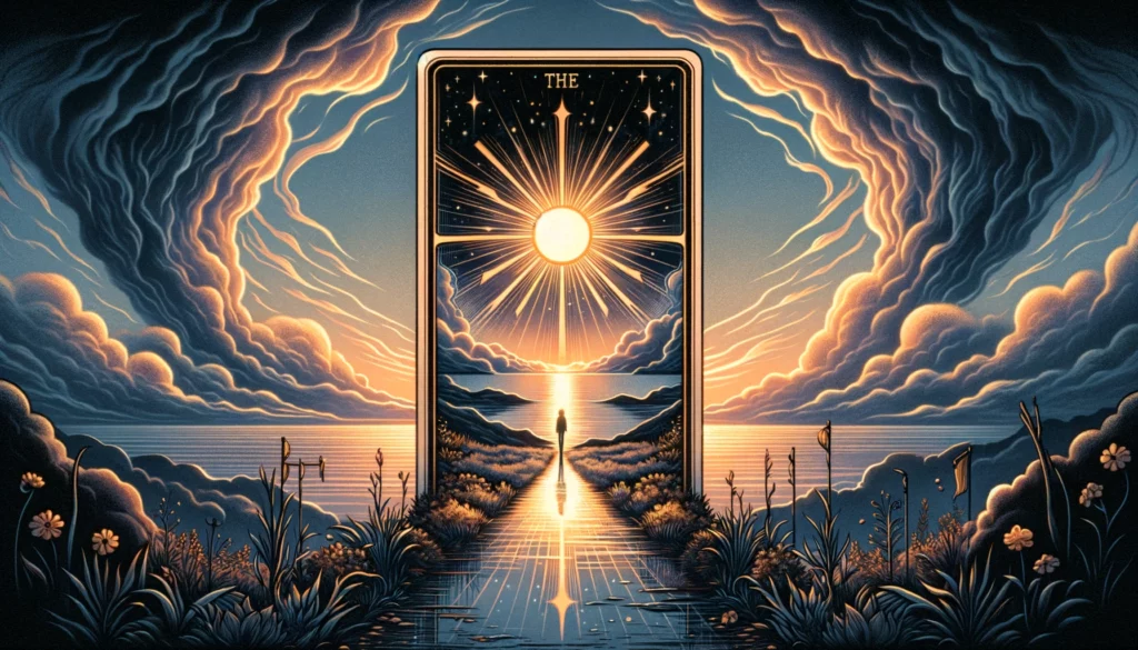"Images portraying nuanced interpretations, temporary delays, and the call for introspection in 'The Sun' Tarot card's reversed position. Sets a reflective tone for discussing its role in guiding towards understanding and clarity after periods of introspection."





