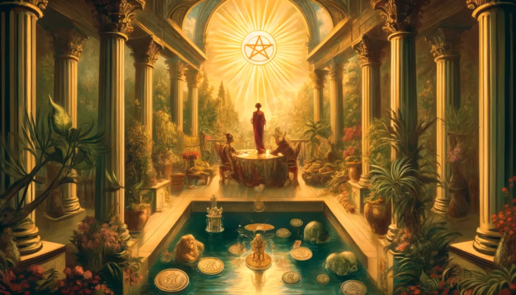 The image vividly captures the essence of self-reliance, luxury, and personal fulfillment. It features an individual radiating contentment and self-sufficiency, surrounded by symbols of achievement and opulence. The visualization highlights themes of independence, the joy of solitary accomplishments, and the satisfaction derived from a life well-lived. The scene is set against a backdrop exuding opulence and serenity.